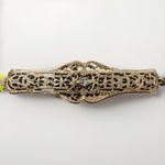 Vintage 12K Gold Filled Filigree Bar Rope Chain Bracelet with Center Diamond Photo 2