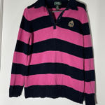 Ralph Lauren Vintage Lauren Sz S Pink Navy Stripe Nautical Sweater Photo 0