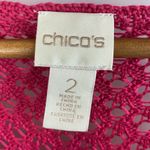 Chico's Chico’s Hot Pink Loose Weave Crochet Knit Top & Tank Set 2 L Photo 9