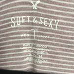 American Eagle  • Soft and Sexy Mauve Striped V-Neck Shirt Size Small Photo 8