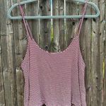 Brandy Melville Striped Spaghetti Strap Flowy Tank Top in Burgundy/White - Small Photo 0