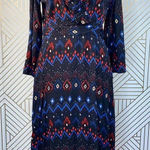 & Other Stories & Other Stories Dress Faux Wrap Midi Maxi Geometric Print Black Blue Red Size 4‎ Photo 0
