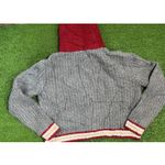 American Eagle Retro  Sweater X Sm. Gray Red Varsity Cardigan Cropped Full Zip AE Photo 7