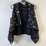 ZARA  Black White Charcoal Textured Open Front Vest Small Made in Spain Woolly Photo 5