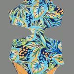 Aerie SM Tropical Terry Halter Cut Out One Piece Floral Hawaiian Beach Vacation Photo 3