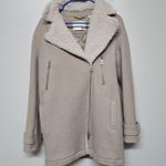 Wilfred Free Aritzia Shearling Lined Wool Coat XS Beige Zip Jacket Menchi Fabric Photo 0