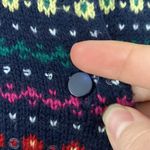 Talbots  navy wool blend fair isle colorful sweater cardigan with sequins size L Photo 6