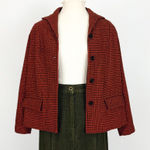 Pendleton Vintage 80’s  Pure Wool Houndstooth Plaid Jacket in Orange | Size M/L Photo 0