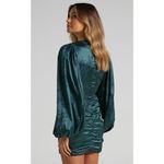 ✨Showpo. Richmond Long Sleeve Ruched Mini Sz 8 Dress✨ Green Photo 4