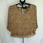 Cynthia Rowley Floral Ruffle Hem Flowy Top Photo 0