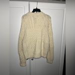 Carraig Donn Irish Wool Cableknit Aran full zip Sweater White Size M Photo 10