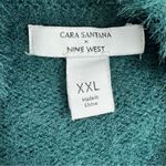 Nine West  x Cara Santana Sweater Sequin Fuzzy Teal Green XXL Pullover Photo 9