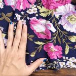 vintage • 80s floral button down blouse shirt short sleeve pink navy print Size M Photo 9