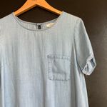 Life in Progress  Women Medium Denim Shift Dress Pocket Distressed Photo 1