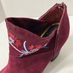 Carlos Santana Floral embroidered ankle booties, size 7 Carlos burgundy faux suede peep toe Photo 6