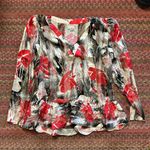 VTG 100% SILK RED & BLACK ABSTRACT SHEER BLOUSE Photo 4