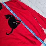 Country Store Black Velvet Cat Red Sweatshirt S | Faux Jewels, Inset Collar Photo 8