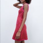 ZARA PLAID KNIT Sleeveless Mini A-Line Dress w/ Round Neckline Size S Pink NEW Photo 12