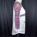 Southern Grace  Oklahoma White Serape Lace Stripe Sheer Burnout Shirt Medium Photo 5