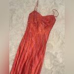NWOT Saloni Mimi B Silk Satin Slip Orange MIDI Dress Size 2 Photo 4