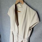 YUVITA Trench Coat Dress M Khaki Button Down Sheath Dress Midi Photo 2