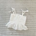 J.Crew White Smocked Top with Bow Straps Photo 1