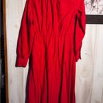 A New Day  Red Pleated Long Sleeve Dress Photo 1