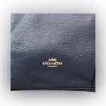 Coach May Navy Blue Pebbled Leather Tote Shoulder Bag Two Tone Light Blue Trim Photo 1