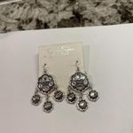 Jessica Simpson NWT  $24 Silver Tone / Rhinestone Pierced Dangle Earrings Photo 2