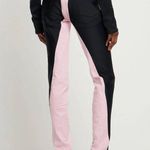 MUGLER Two Tone Twist Panel High Rise Denim Stretch Jeans Pink Black FR 40 US 8 Photo 1