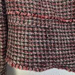 White House | Black Market WHBM Black Red Silver Tweed Fringe Moto Blazer Jacket Size 4P Zipper Career NWT Photo 4