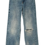 ZARA  High Waisted Wide Leg Raw Hem Ripped Knee Jeans, Sz 6 Photo 0