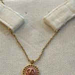 Christian Dior PETIT CD BAROQUE NECKLACE Gold-Finish Metal, Pink Crystals and Light Pink Glass Photo 4