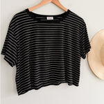 LESET | Amber Black White Stripe Crop Tee | Sz S Photo 0