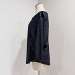 Dress Barn Women's Black Scoop Neck 3/4 Sleeve Stretch Velvet Blouse Size XL Photo 3