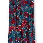 Vintage Skirt Tropical Floral Elastic Waistband Blue Red Eclectic Maximalist 80s Pink Size M Photo 0