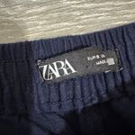 ZARA Women Navy Blue Wide Leg Drawstring Elastic Waist Loose Fit Pants Size S Photo 8