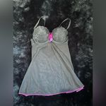 Black Lace Babydoll Lingerie with Pink Bow Accents Photo 1
