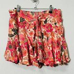 Free People NEW Ellie PInk Floral Print Mini Skort Smocked Medium Oversized Boho Photo 12