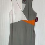 Jessica London 26 Plus Sheath Dress NWT Colorblock Gray White Orange Sleeveless Photo 0