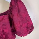 Lush Clothing Lush Women's Size Large Red Floral Jacquard Puff‎ Sleeve Dress Formal Wear Photo 3