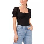 1. State  Women's Puff Sleeve Cinched Front Sweetheart Top In Black Photo 2