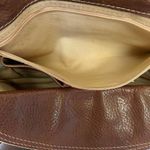 Vin Baker Turnlock Tan Brown Patent Leather Chain Strap Satchel Shoulder Bag Photo 6