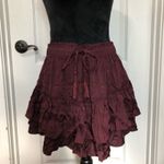 Aerie New Sweet N Silky Maroon Drawstring Mini Skirt Size Medium - Chic & Comfy Photo 1