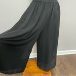 Vintage Clio Pants Wide Leg Palazzo Culottes Cropped Elastic Waist Lined Black Size M Photo 2
