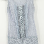 Mine Womens VTG Y2K Coquette Fairycore Beachy Linen Blend Lace Tank Top Size M Blue Size M Photo 0