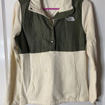 The North Face Womens Fleece Pullover Jacket Cream Green Snap Collar XS Photo 0