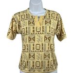 Jason Maxwell 80’s /90’s Yellow Tribal/African Print Fitted S Top Photo 0
