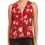 The Kooples ‎ Silk Floral Tank Top Red Spring Flower Size M Exposed Zipper Photo 0