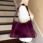 Dooney & Bourke DOONEY BURKE Purple Suede Brown Leather Hobo Shoulder Bag w Dooney Duck HangTag Photo 1